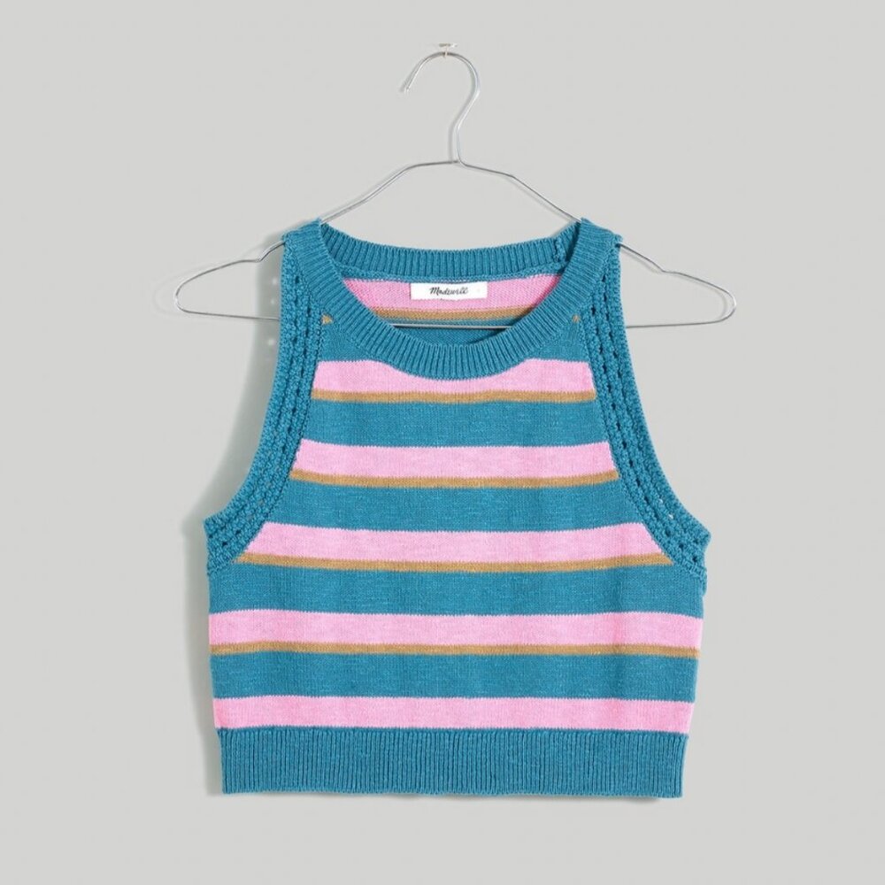 Madewell crochet trim crop sweater tank